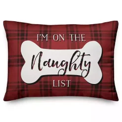 Best Kirklands Home Red and Black Plaid Naughty and Nice Bone Pillow