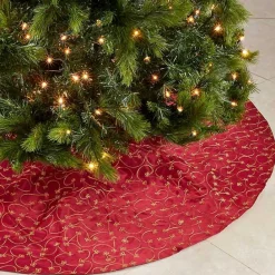 Best Kirklands Home Red and Gold Emboidered Tree Skirt
