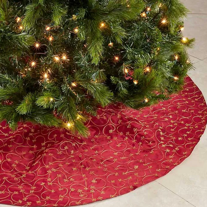 Best Kirklands Home Red and Gold Emboidered Tree Skirt