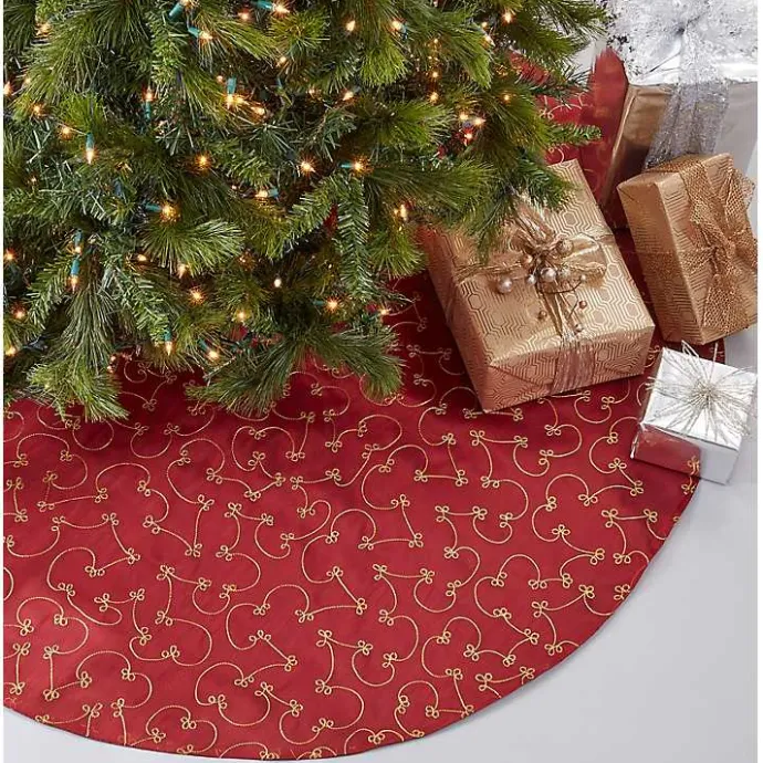 Best Kirklands Home Red and Gold Emboidered Tree Skirt