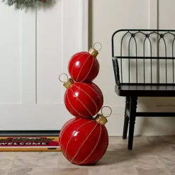 Best Kirklands Home Red and Gold Stacked Ornaments Christmas Statue