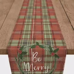 Discount Kirklands Home Red and Green Plaid Be Merry Table Runner