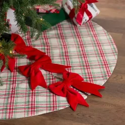 New Kirklands Home Red and Green Plaid Tree Skirt with Bows
