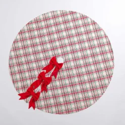 New Kirklands Home Red and Green Plaid Tree Skirt with Bows