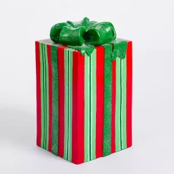 Sale Kirklands Home Red and Green Striped Christmas Present Statue