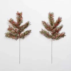 Best Kirklands Home Red and Green Tinsel Picks, Set of 2