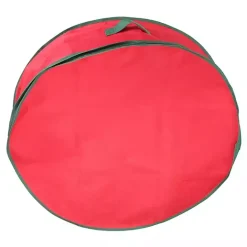 Kirklands Home Red and Green Wreath Storage Bag