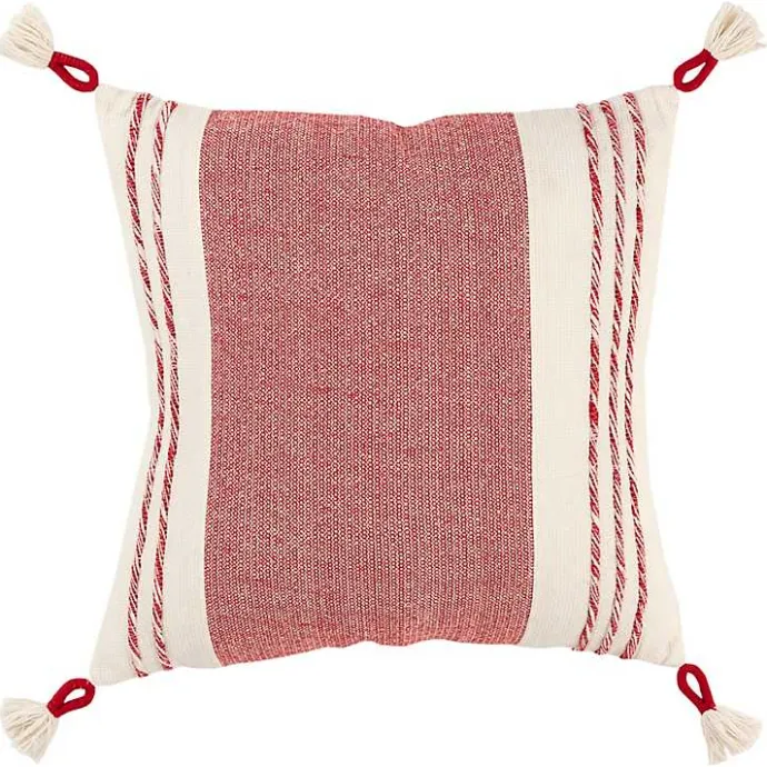 Discount Kirklands Home Red and Ivory Color Block Pillow