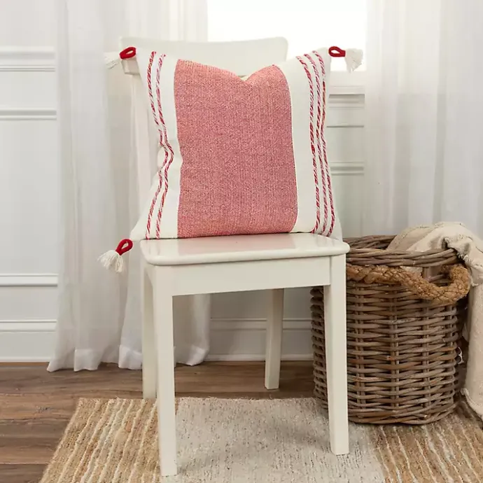 Discount Kirklands Home Red and Ivory Color Block Pillow