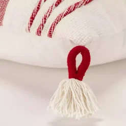 Discount Kirklands Home Red and Ivory Color Block Pillow