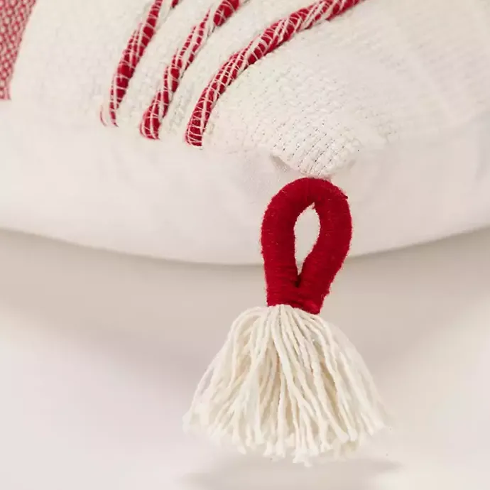 Discount Kirklands Home Red and Ivory Color Block Pillow