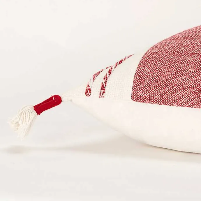 Discount Kirklands Home Red and Ivory Color Block Pillow