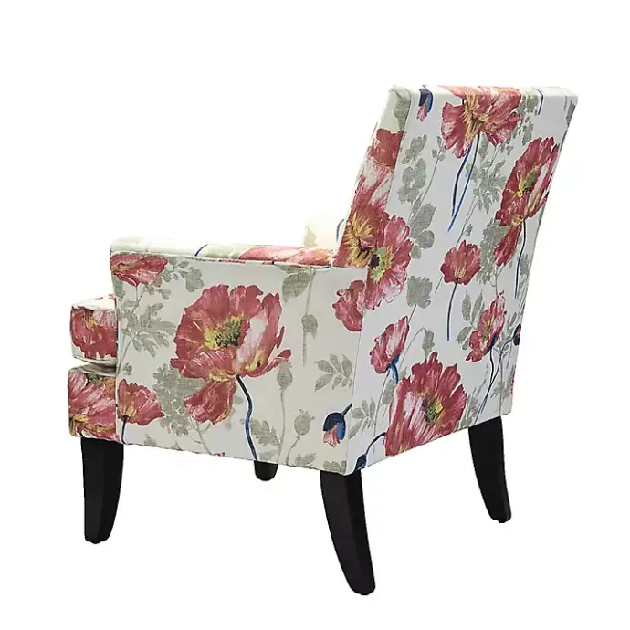 Clearance Kirklands Home Red and Ivory Floral Upholstered Accent Chair