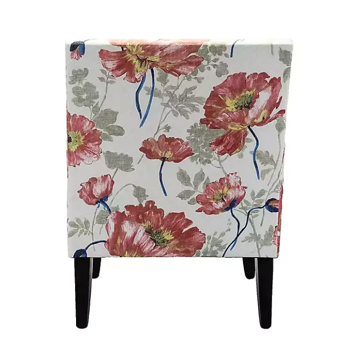 Clearance Kirklands Home Red and Ivory Floral Upholstered Accent Chair