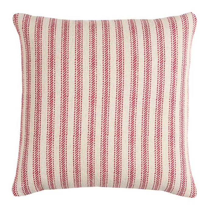 Clearance Kirklands Home and Natural Ticking Stripe Pillow Red