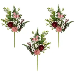 Sale Kirklands Home Red and Pink Mixed Floral Stems, Set of 3