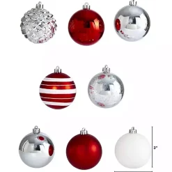 Outlet Kirklands Home Red and Silver Shatterproof Ornaments, Set of 64