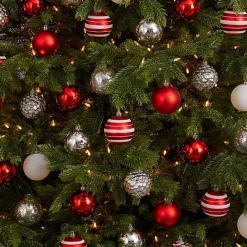 Outlet Kirklands Home Red and Silver Shatterproof Ornaments, Set of 64