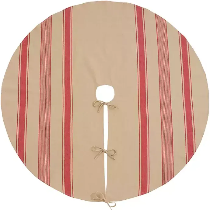 Kirklands Home Red and Tan Striped Tree Skirt