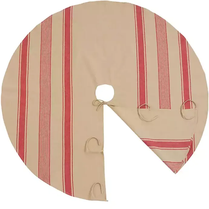 Kirklands Home Red and Tan Striped Tree Skirt