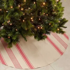 Kirklands Home Red and Tan Striped Tree Skirt