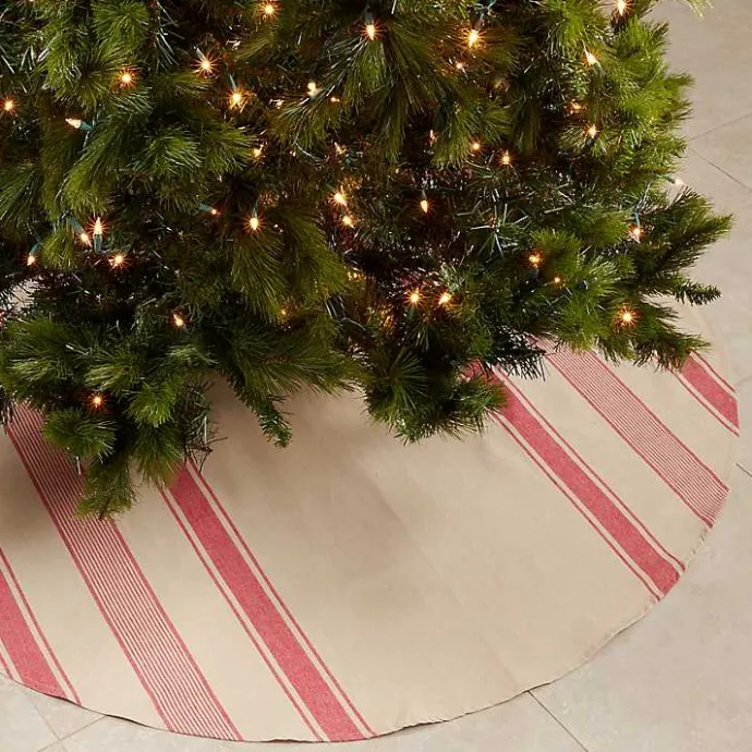 Kirklands Home Red and Tan Striped Tree Skirt