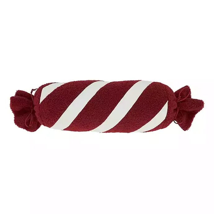 Discount Kirklands Home Red and White Candy Roll Pillow