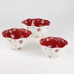Outlet Kirklands Home Red and White Nesting Christmas Bowls, Set of 3