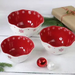 Outlet Kirklands Home Red and White Nesting Christmas Bowls, Set of 3