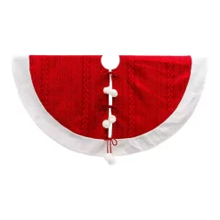 Discount Kirklands Home Red and White Pom Pom Tree Skirt