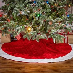 Discount Kirklands Home Red and White Pom Pom Tree Skirt