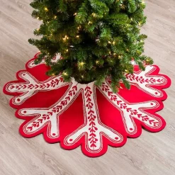Online Kirklands Home Red and White Snowflake Shaped Tree Skirt