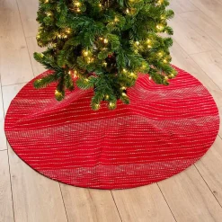 Best Kirklands Home Red and White Stitching Christmas Tree Skirt