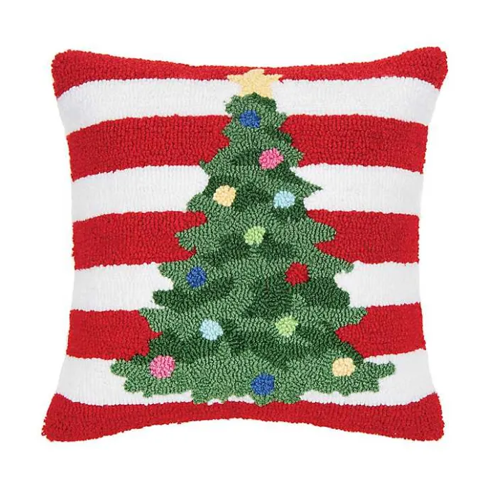 Kirklands Home Red and White Striped Christmas Tree Pillow