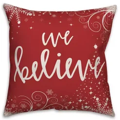 Sale Kirklands Home Red and White We Believe Outdoor Pillow