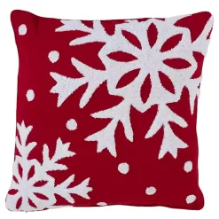 Sale Kirklands Home Red Back White Snowy Snowflake Christmas Pillow