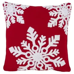 Outlet Kirklands Home Red Background White Snowflakes Christmas Pillow