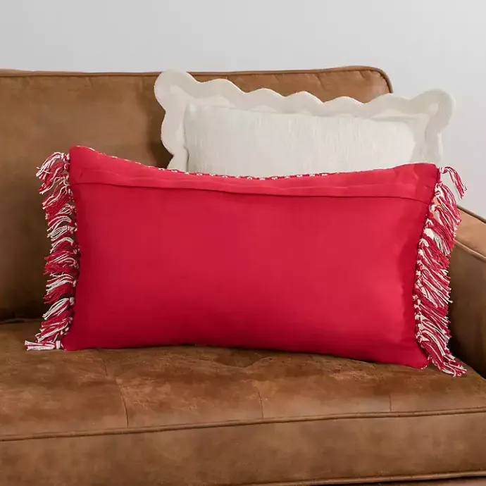Hot Kirklands Home Red Basket Weave Lumbar Pillow