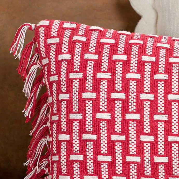 Hot Kirklands Home Red Basket Weave Lumbar Pillow