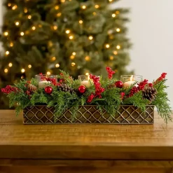 Outlet Kirklands Home Red Berry and Juniper Christmas Centerpiece