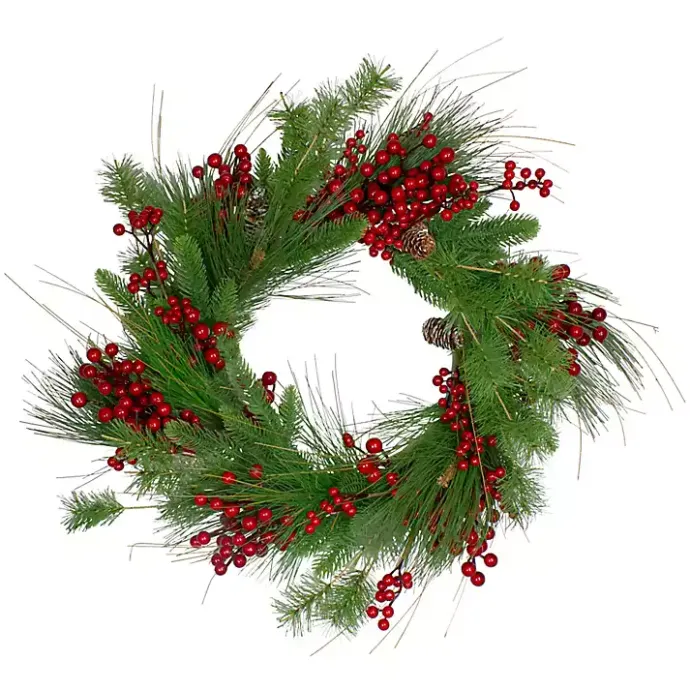 Online Kirklands Home Red Berry and Pine Mix Wreath