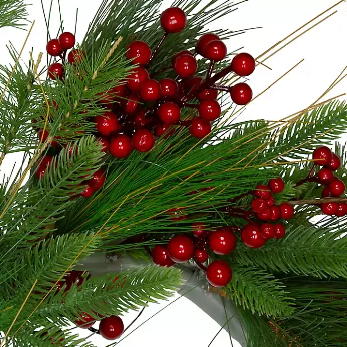Online Kirklands Home Red Berry and Pine Mix Wreath