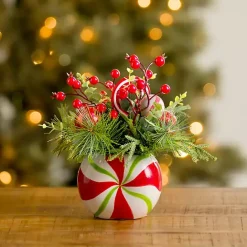 Best Kirklands Home Red Berry Arrangement in Peppermint Vase