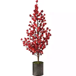 Clearance Kirklands Home Berry Christmas Arrangement in Metal Pot Red