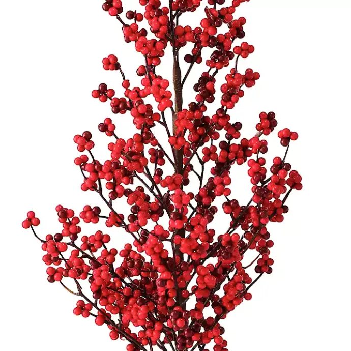 Clearance Kirklands Home Berry Christmas Arrangement in Metal Pot Red
