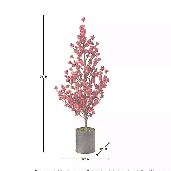 Clearance Kirklands Home Berry Christmas Arrangement in Metal Pot Red