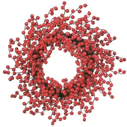 Kirklands Home Berry Outdoor Wreath Red