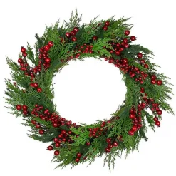 Outlet Kirklands Home Red Berry Pine Spiral Wreath