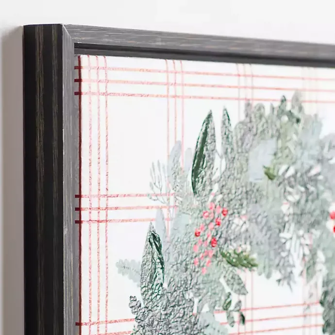 Sale Kirklands Home Red Berry Wreath and Windowpane Canvas Art Print