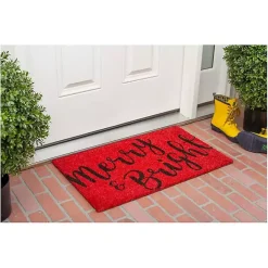 Online Kirklands Home Black Merry and Bright Coir Doormat, 29 in. Red